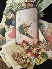 ANTIQUE SCRAPBOOK OLD VALENTINES VICTORIAN DIE CUTS POST CARDS DOGS ANGELS BIRDS — photo 1
