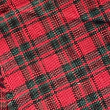 Red Green Tartan Plaid Cotton Fabric Woven 18 X 34