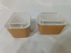 Pyrex 501-B Amber Glass Storage Dish Set w/ Lids 12oz Corning USA Vintage Pair