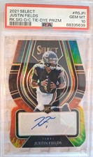 Justin Fields 2021 Select Auto 14/15 Psa 10 Tye-dye-prizm Rare Rare Card