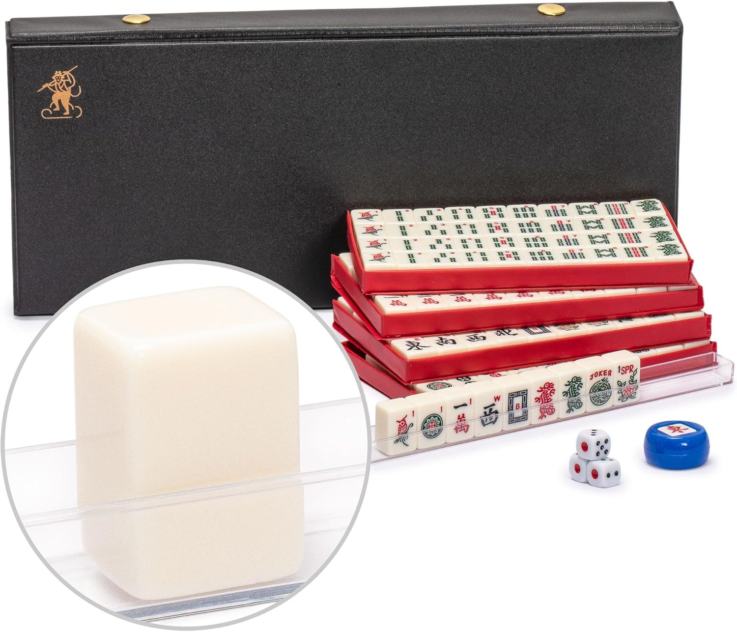 Mini Juego de Viaje Mahjong Americano con Estuche de Nylon, Bastidores, Indicador de Viento y