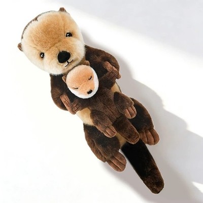 Sea Otter with Baby Plush Toy 15'' Cute Stuffed Animal Doll Kids Birthday Gift