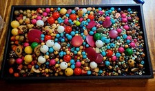 2 Lb. Lot Mixed Size Color Style Wooden Beads Some Vintage