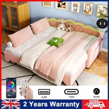 Day Bed Upholstered 3ft Single Velet Sofa Bed with Trundle Bed 90x190/180x190 Tu