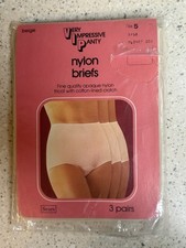 VTG Sears Very Impressive Panty Nylon Briefs VIP Granny Panties Beige Sz 5 READ