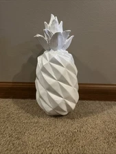 Ceramic Pineapple Figurine Simi Gloss Finish White Decor