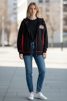 Nascar Full Zip Hoodie Womens 14/16 Full Throttle Embroidered Hooded Y2K