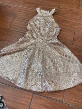 Windsor rose gold sequins skater dress prom XS 14