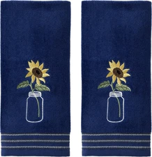 by  Sunflower in Jar Hand Towel (2-Pack), Blue