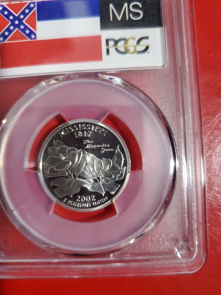 2002 S .90 SilverQuarter Dollar PR69DCAM Mississippi 50 State, PCGS Certified. - Image 2 of 4