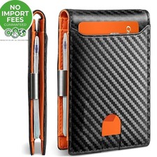 Men's Slim PopUp Bifold Carbon Fiber Wallet, RFID Blocking, Money Clip, Men Gift