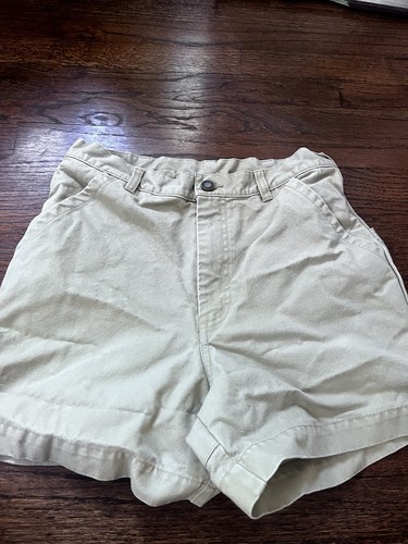 Patagonia 32 High Waisted Shorts Khaki Beige Pockets Canvas Cotton - Picture 2 of 9