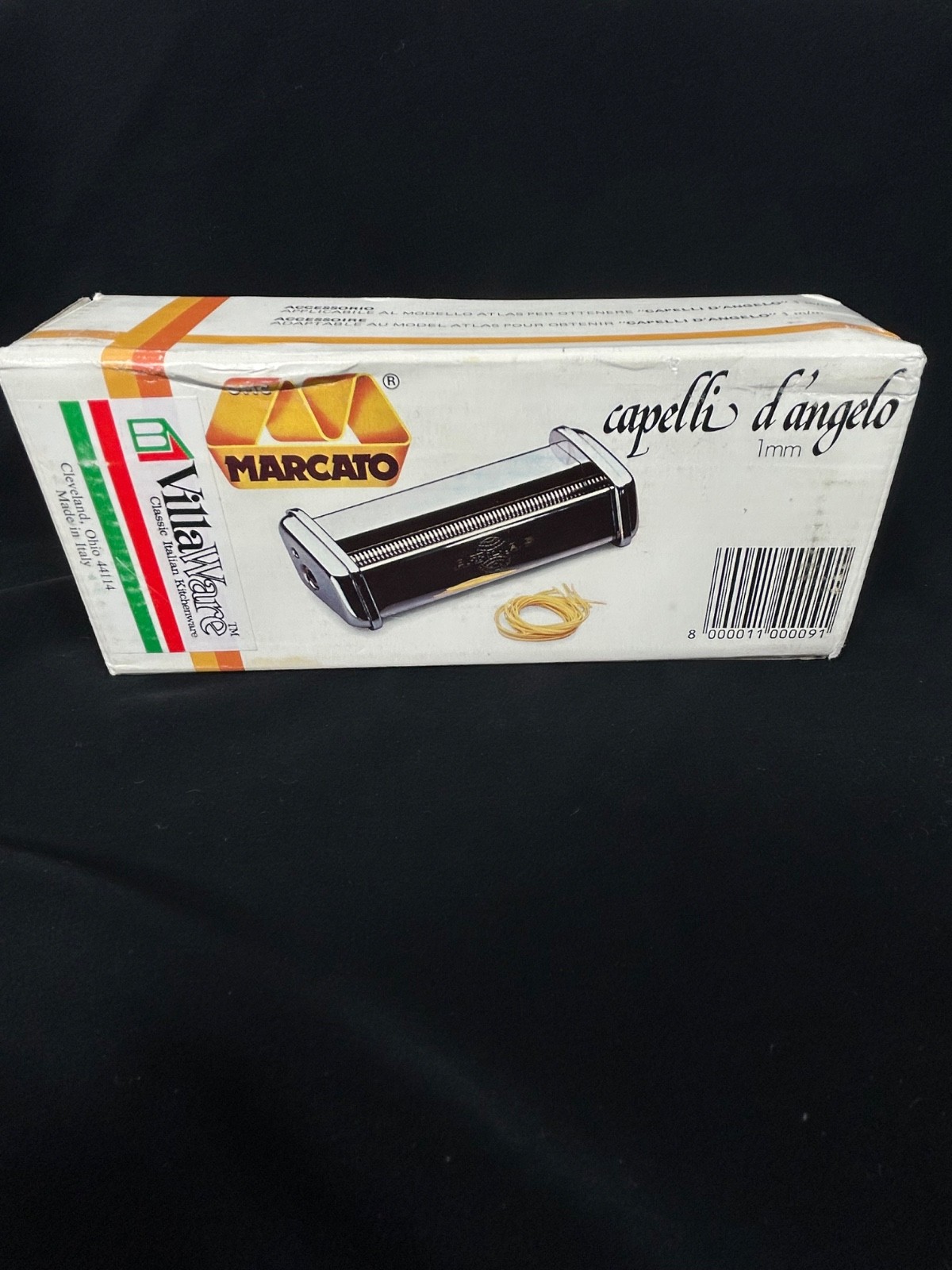 Marcato Capelli D’angelo Angel Hair Pasta Maker Attachment Made in Italy 1MM Box