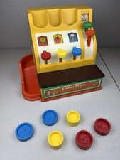 1974 Vintage Fisher Price Cash Register 926 with coins and working bell FUN
