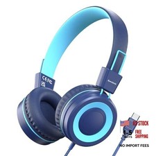 Upgrade USB Type C Kids Headphone for School, 94dB Safe Volume Dark Blue