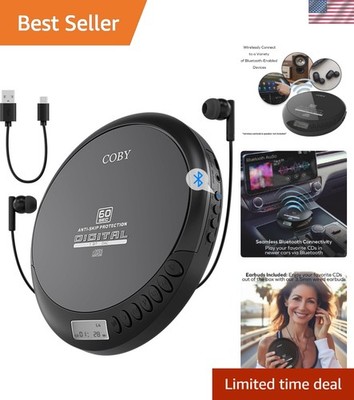 Portable Bluetooth CD Player with FM Radio & Super Bass for On-the-Go Listening