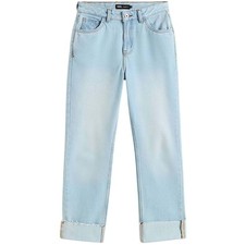 Vans Annabelle Straight Leg Denim Jeans Pants Women 26x27 Light Blue Wash New