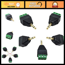 5 Pack 1/8" 3.5mm TRS Male Jack Connectors - Stereo Audio Plug Adapter, Solderle