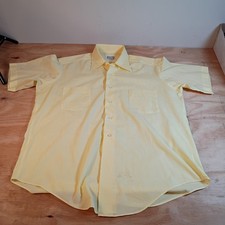 Vintage Sears Perma-Prest Men's Yellow Short Sleeve Button Up Shirt Size 16 L