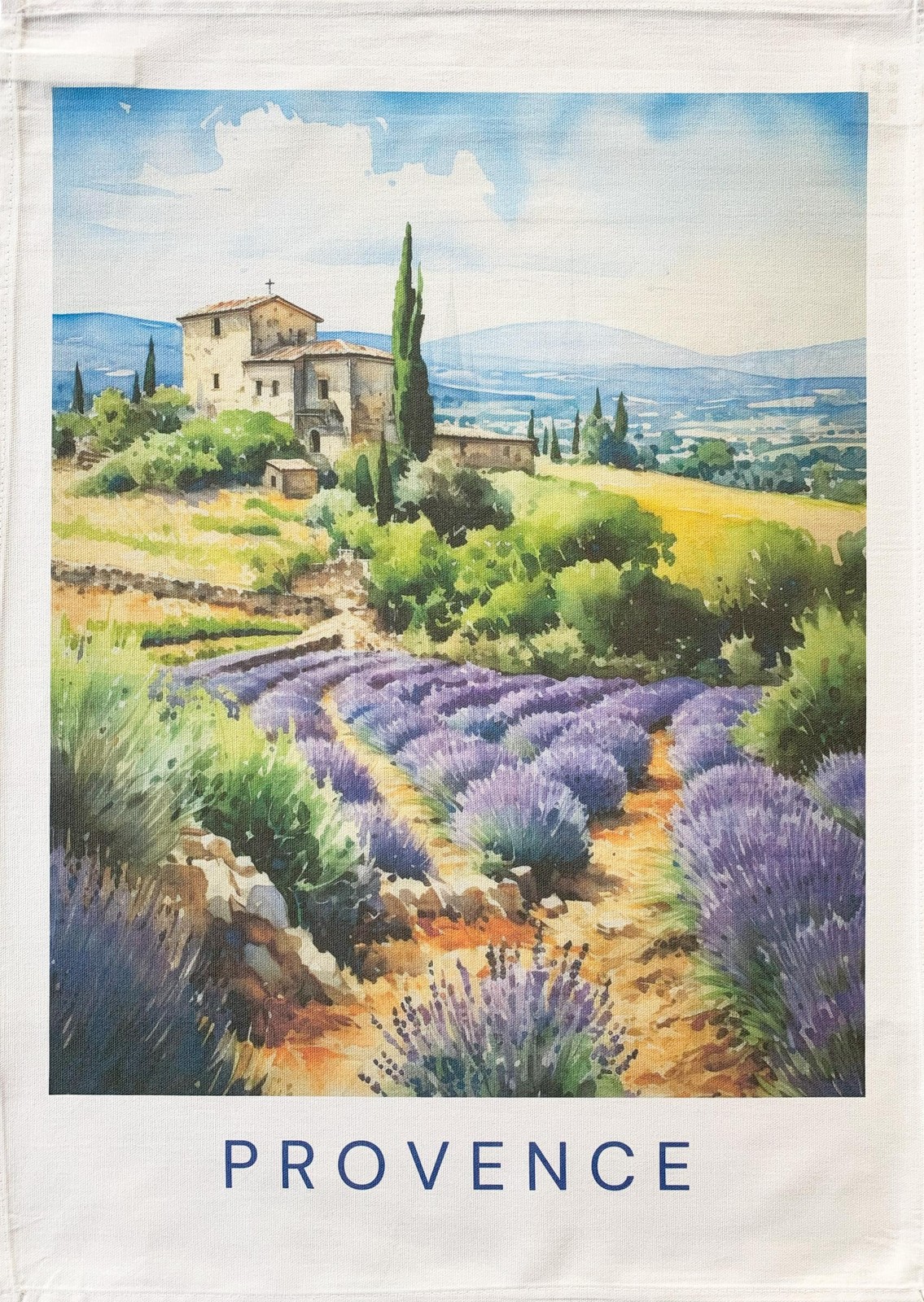 Cotton Tea Towel The Lavender Fields of Provence large,  machine washable,