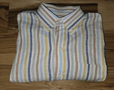 Maus Hoffman 100% Cotton Striped L/S Large Button Down Italy Handmade Shirt