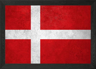 Flagge Dänemark an der Wand gerahmtes Wandbild Poster Leinwanddruck Bild