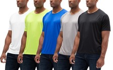 5 Pack Men's UPF 50 Sun Protection Moisture Wicking Dry-Fit Short Sleeve Wor...