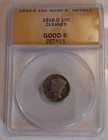 1916-D Mercury 10C ANACS GOOD 6 cleaned🔥RARE KEY DATE!