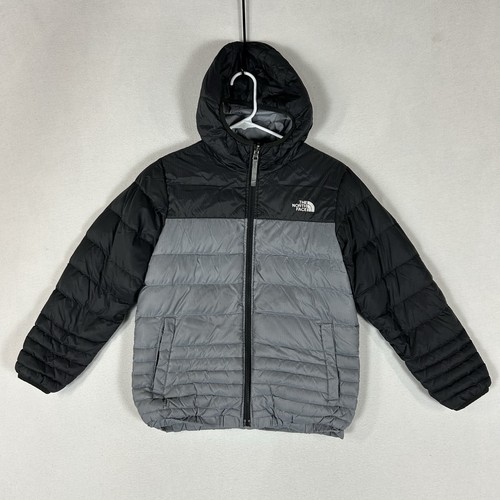 The North Face Jacket Youth Boys Medium 10/12 Gray Reversible Down Puffer Pocket
