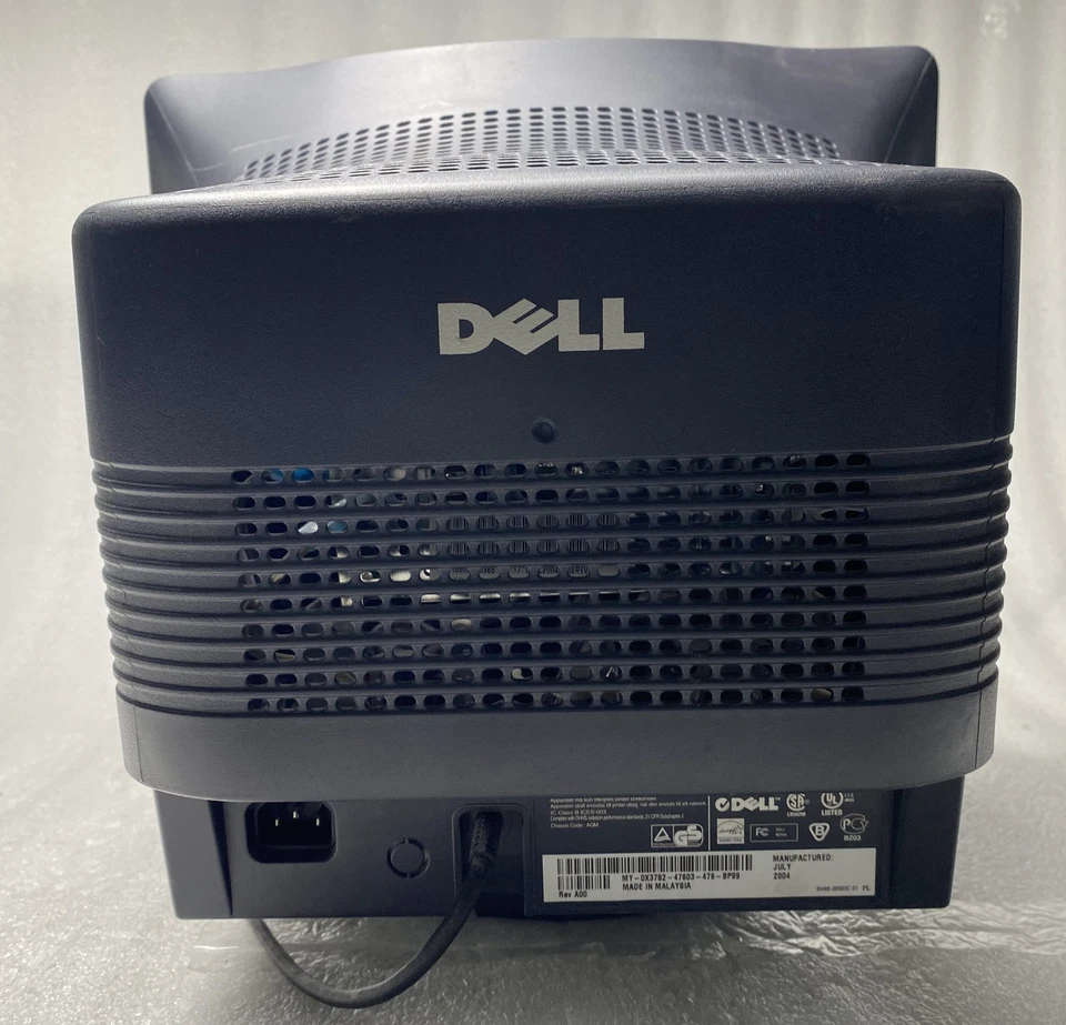 Vintage Dell M782 17" Color CRT Monitor For Retro Gaming w/VGA Cable, Power Cord - Image 4 of 4