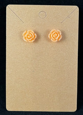 Peach Roses - Stud Earrings - Gold Posts - Flowers - Handmade - RD