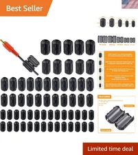 60 Pcs Ferrite Ring Core RFI EMI Noise Suppressor Clips for 3.5-13mm Cables
