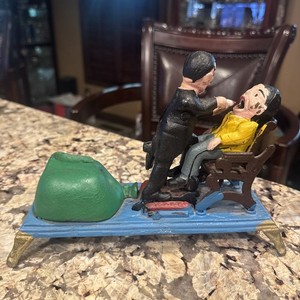 Vintage Mechanical Cast Iron Bank Coin Bank Dentist EVC