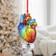 Personalized Rainbow Heart Ornament Doctor Cardiologist Nurse Gift