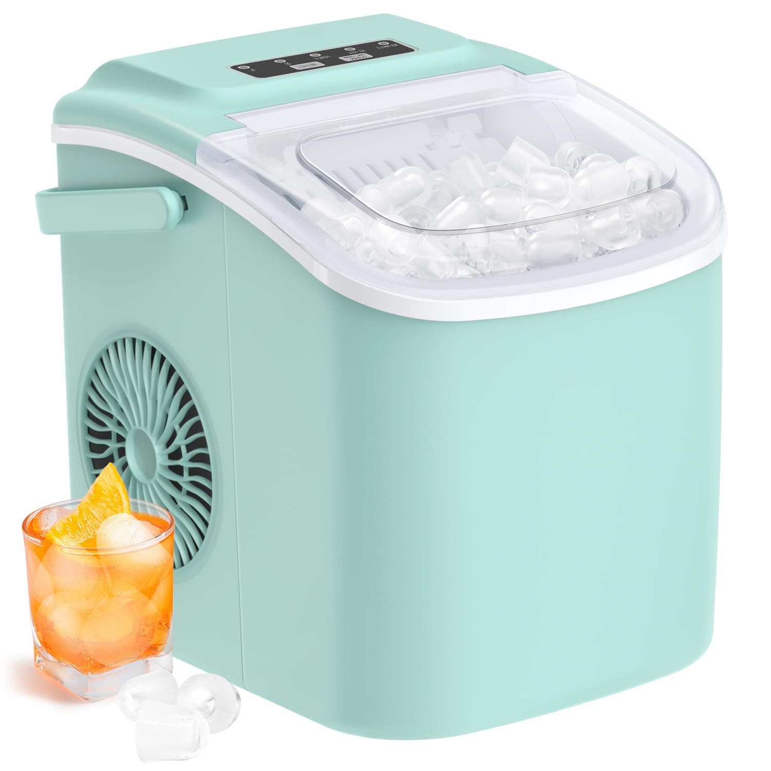 Countertop Ice Maker, 9 Cubes Ready in 6 Mins, 26lbs in 24Hrs, Self-Cleaning ...