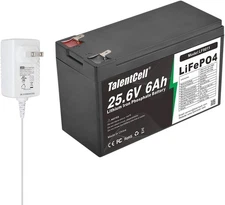 Talentcell 24V 6Ah LiFePO4 Battery Pack LF8011, 25.6V 153.6Wh Deep Cycle... 