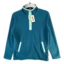 Duluth Trading Doubleback Fleece Pullover Women XS Blue Snap Collar Cozy Outdoor