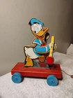 Vtg Fisher Price Donald Duck Drum Major Pull Toy A/O Great Cond #432-532 LOOK
