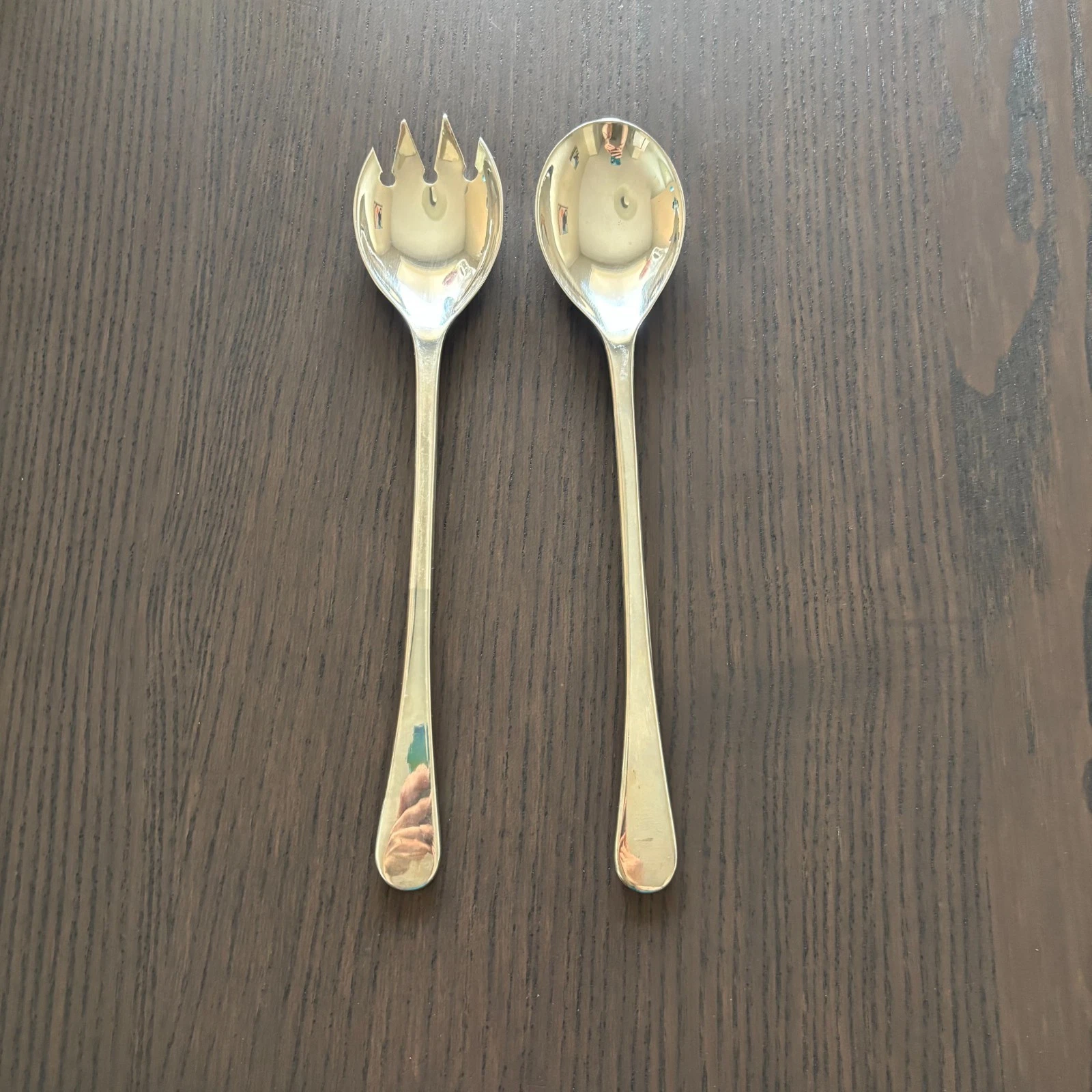 Vintage Cortina Silver Plated Salad Serving Set Spoon & Fork S.P. Zinc MCM
