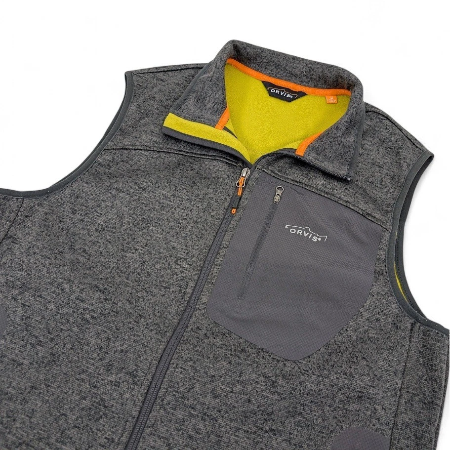 Orvis Softshell Fleece Vest Mens Medium Gray Outdoor Utility Gorpcore Fishing