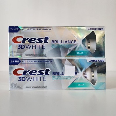 2 Pack Crest 3D White Brilliance Toothpaste, Blast, Large Size 4.6 OZ Exp 7/28