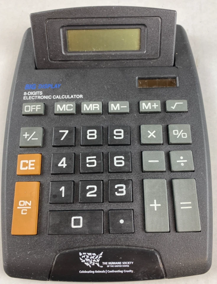 Big Display Calculator Flip Up Screen 8 Digits Solar Powered Humane Society - Image 3 of 4