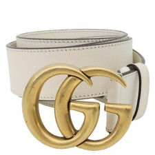 GUCCI Double G buckle Leather Belt Beige 400593 Size 105/42