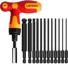 Ball End Hex Head Allen Wrench Drill Bit Set with T Handle Ratchet Driver, LATTO