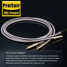 Pair HIFI RCA Cable High-End RCA Interconnect Audio Cable with Gold Plated Plug