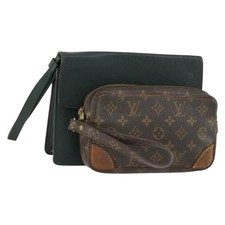 LOUIS VUITTON Monogram Taiga Clutch Bag 2 Set LV Auth 158725