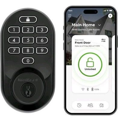 Kwikset HALO Matte Black Keypad Wi-Fi Electronic Smart Lock Deadbolt w/ SmartKey