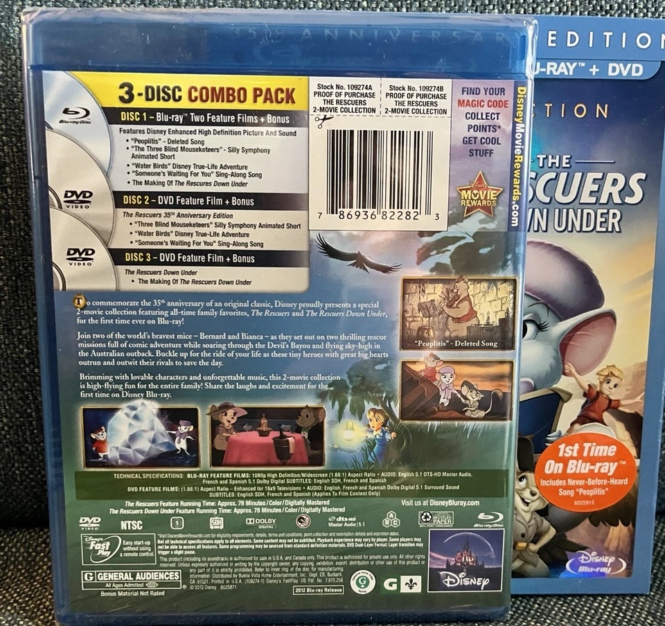 The Rescuers / the Rescuers Down under (35th Anniversary Edition) (Blu-ray,... - Image 4 of 4
