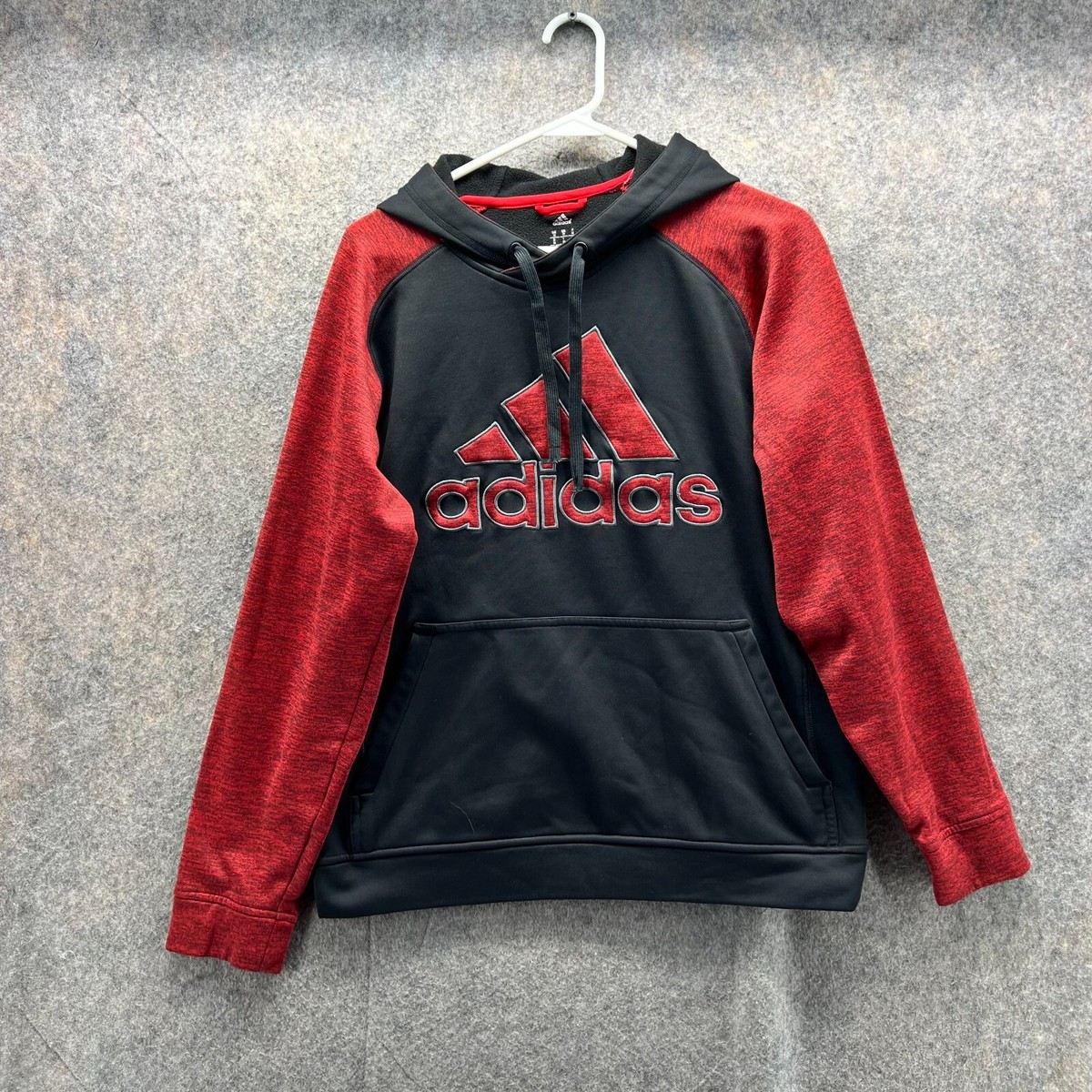 Adidas Sweater Men Medium Trefoil Red Black Hoodie Pullover