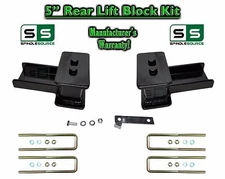 REAR 5" inch Tapered Fab Lift Blocks Bumpstop + Ubolts FOR 2004 - 2017 Ford F150